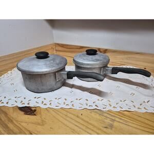 VTG Kitchen Craft Aluminum Pans Pots w/Lids Cookware 1950's Set 4pc